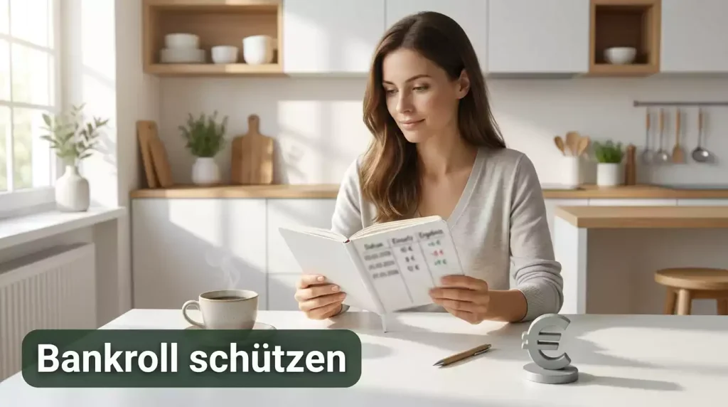 Bankroll Management für Sportwetten — Person plant Wetteinsätze mit Notizbuch und Stift