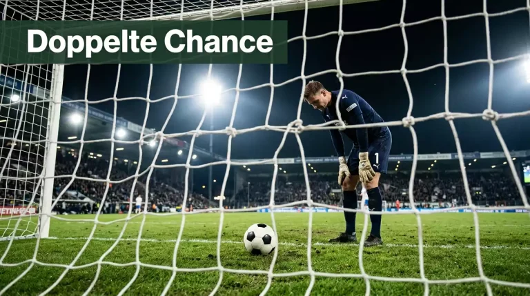 Doppelte Chance Wetten Fußball — Fußballtor mit zwei symbolischen Pfeilen für zwei Gewinnchancen
