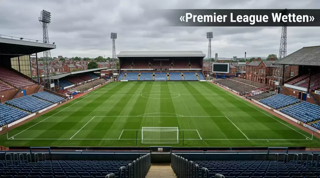 Premier League Wetten — englisches Fußballstadion mit saftigem Rasen und vollen Tribünen