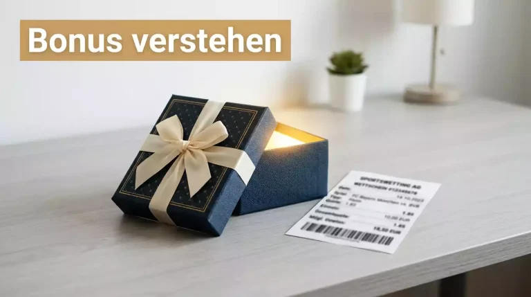 Sportwetten Bonus — Geschenk-Symbol mit Schleife auf einem Wettschein als Willkommensbonus-Darstellung